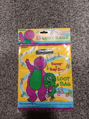1995 Barney & Baby Bop Yellow Loot Bags (8 Pack)